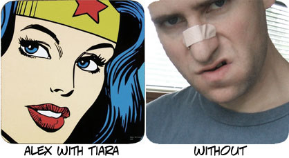 Alex with and without a tiara