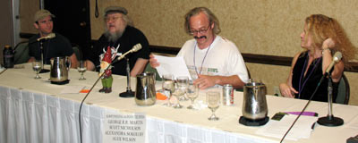Alex Wilson, George R R Martin, Scott Nicholson, and Alexandra Sokoloff at Trinoccon 2007